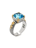 Delos 2.0 Utopia 18K Gold, Sterling Silver & Blue Topaz Ring