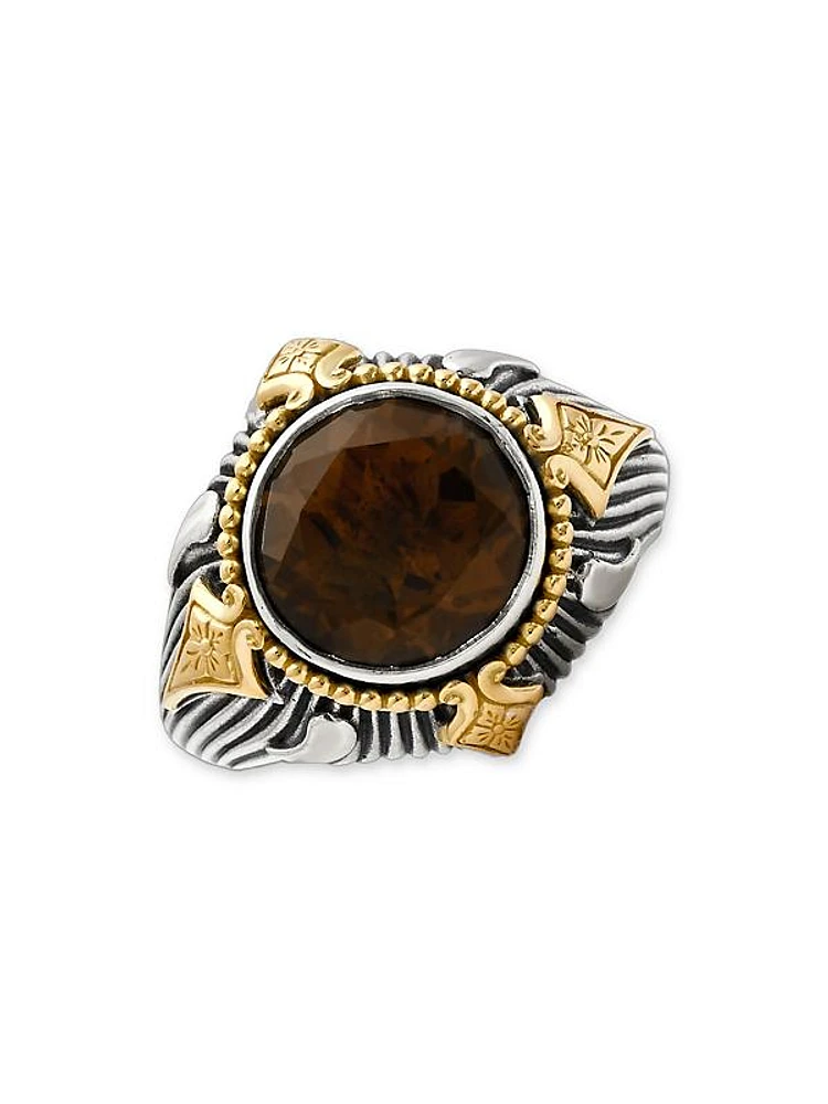 Delos 2.0 Nous 18K Gold, Sterling Silver & Smoky Quartz Ring