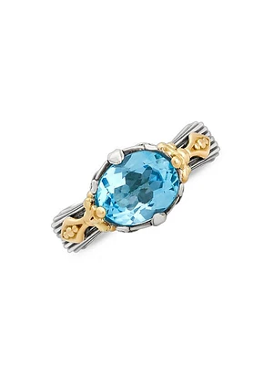 Delos 2.0 Prism 18K Gold, Sterling Silver & Blue Topaz Ring