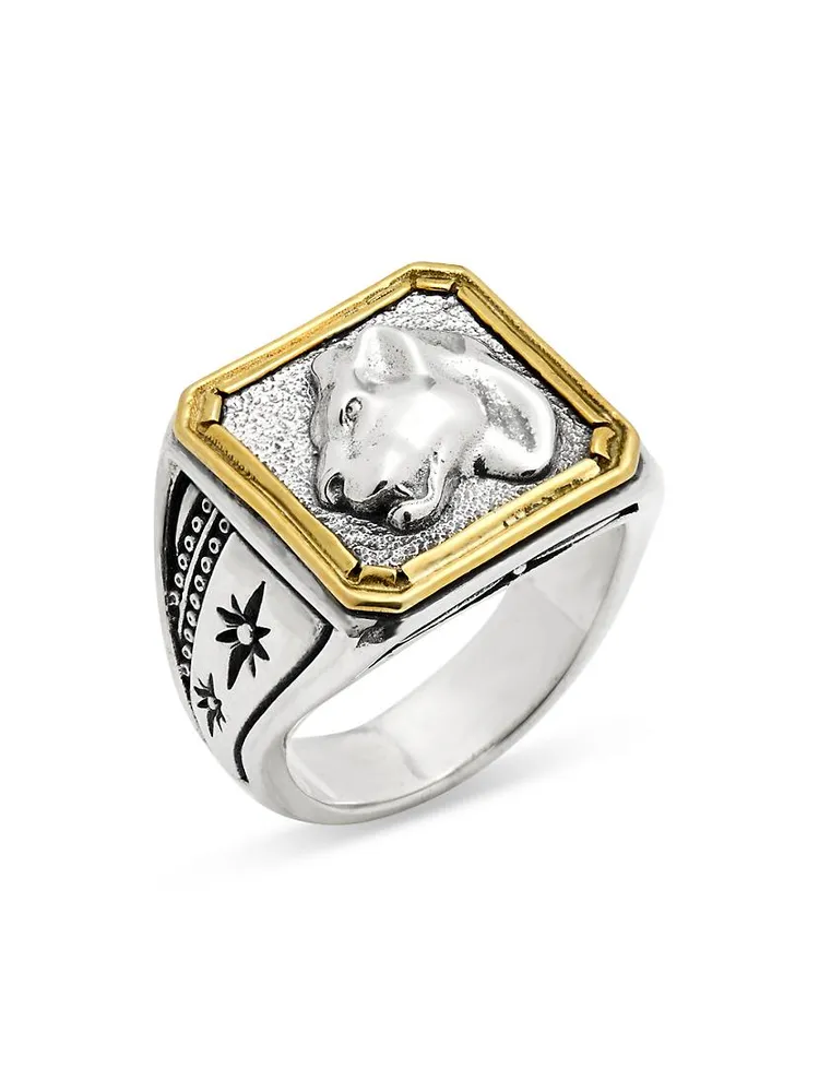 Orion Panther Sterling Silver & Bronze Ring