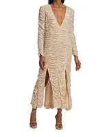 Lana Ruched Sequin Midi-Dress