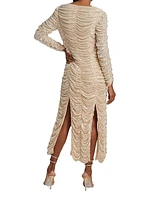 Lana Ruched Sequin Midi-Dress