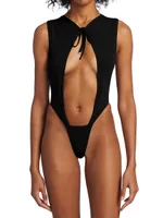 Self-Tie Cut-Out Bodysuit