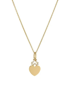 14k Yellow Gold & Diamond Mini Hidden Diamond Heart Pendant Necklace