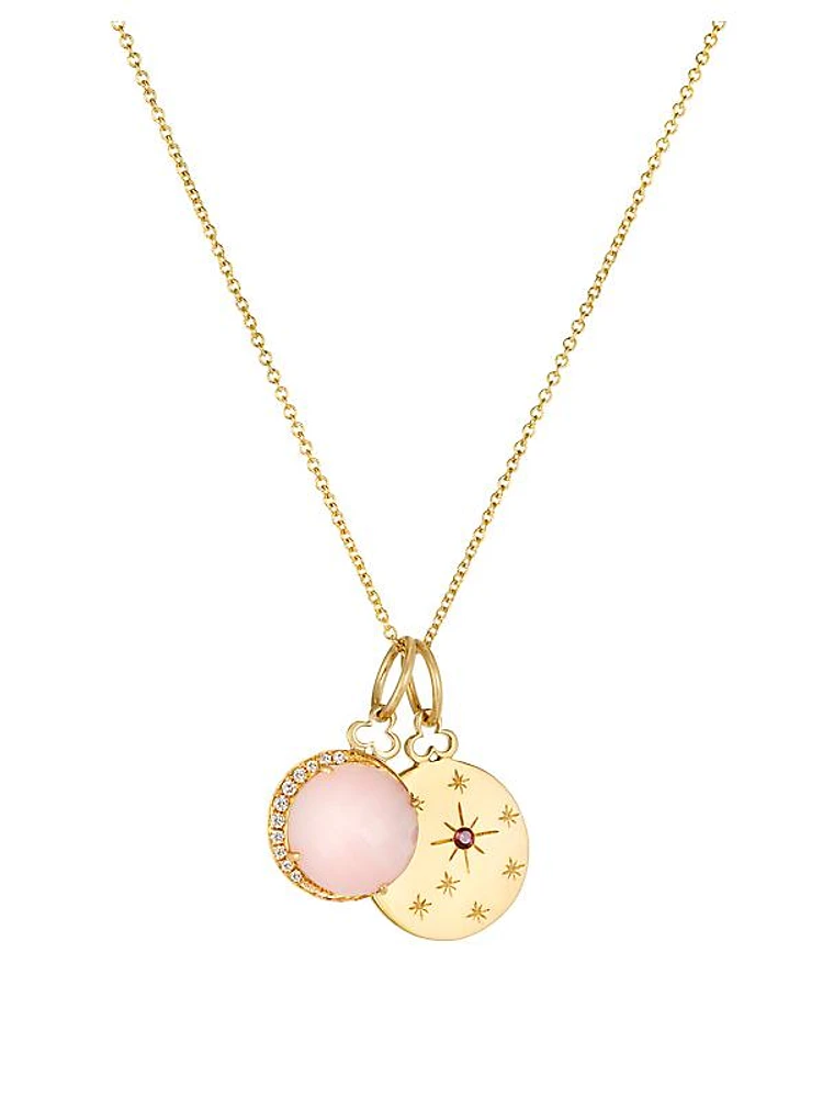 14K-18K Yellow Gold & Multi-Gemstone Double-Pendant Necklace