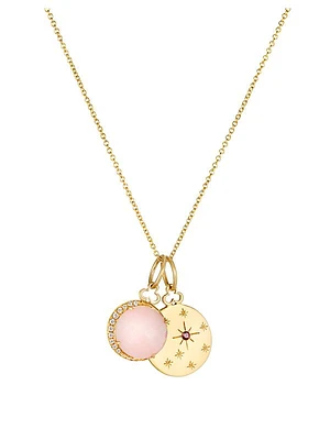 14K-18K Yellow Gold & Multi-Gemstone Double-Pendant Necklace