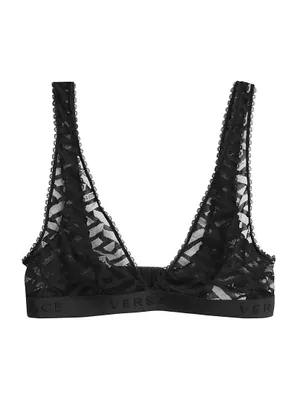 Greca Signature Print Tulle Bralette