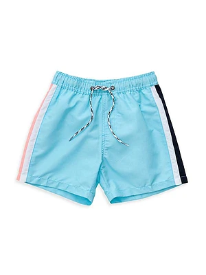 Little Boy's & Boy's Retro Stripe Volley Board Shorts