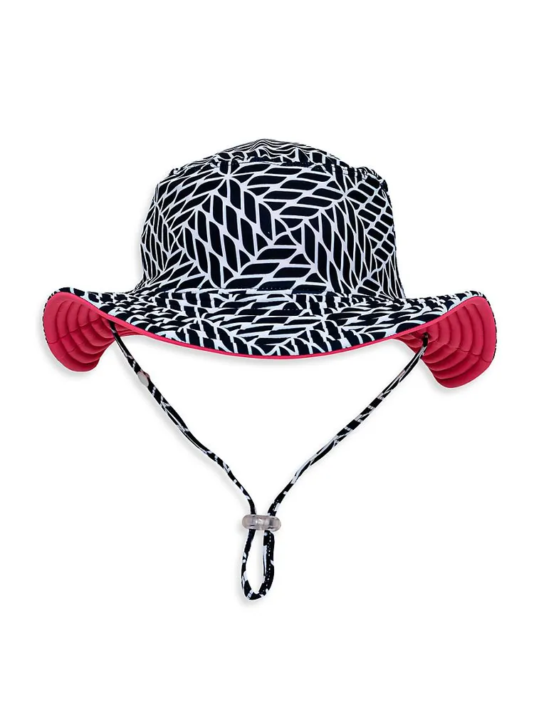 Men's Reversible Printed To Solid Bucket Hat with Adjustable Chin Strap