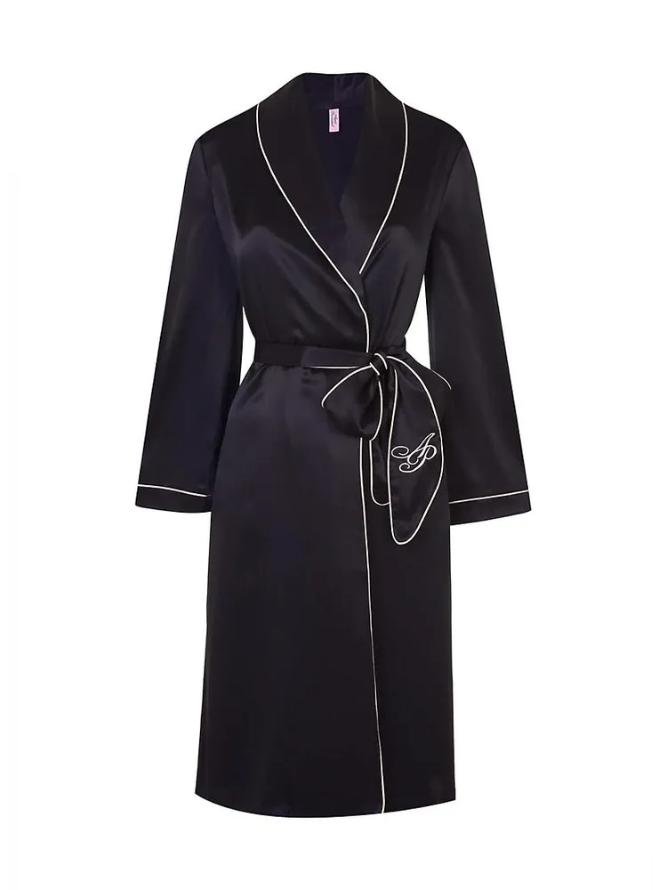 Classic Contrast-Pipping Silk Robe