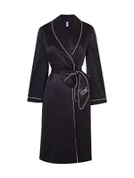 Classic Contrast-Pipping Silk Robe