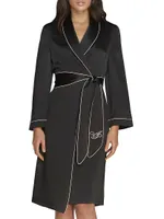 Classic Contrast-Pipping Silk Robe