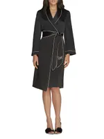 Classic Contrast-Pipping Silk Robe