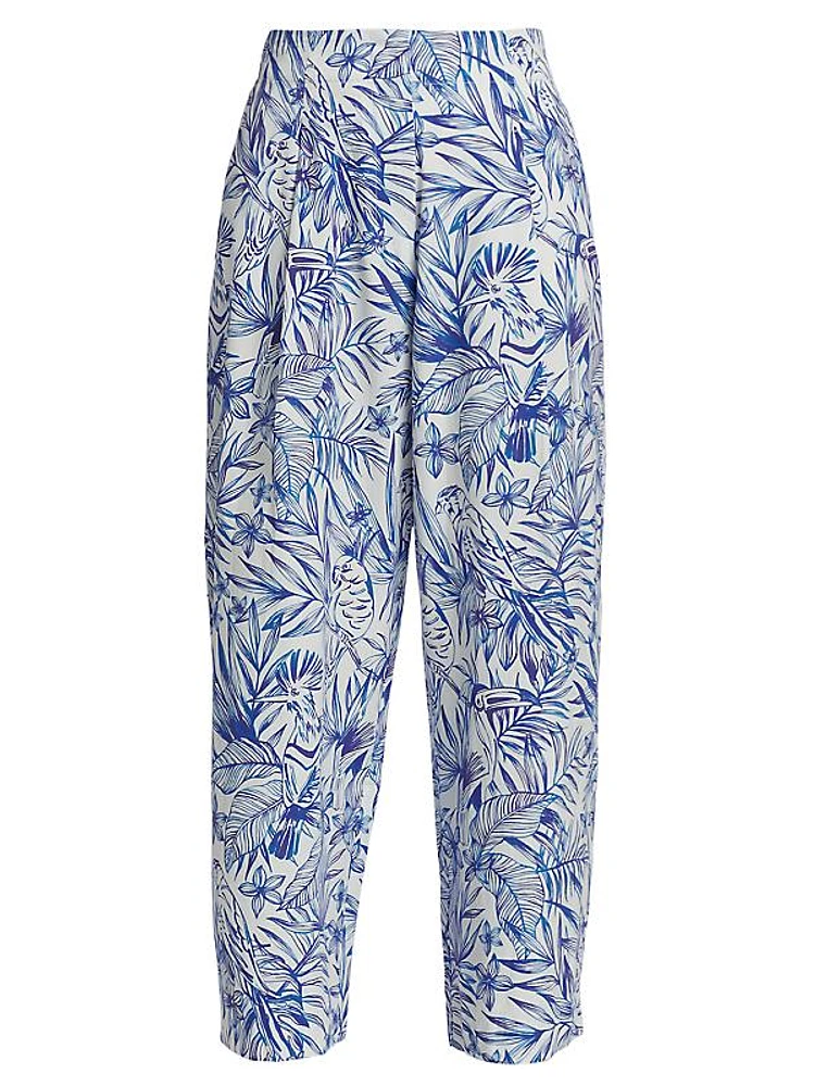 Toile Bird-Print Pants