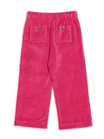 Little Girl's & Velour Logo Tracksuit Pants