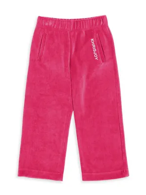 Little Girl's & Velour Logo Tracksuit Pants