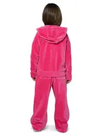 Little Girl's & Velour Logo Tracksuit Jacket