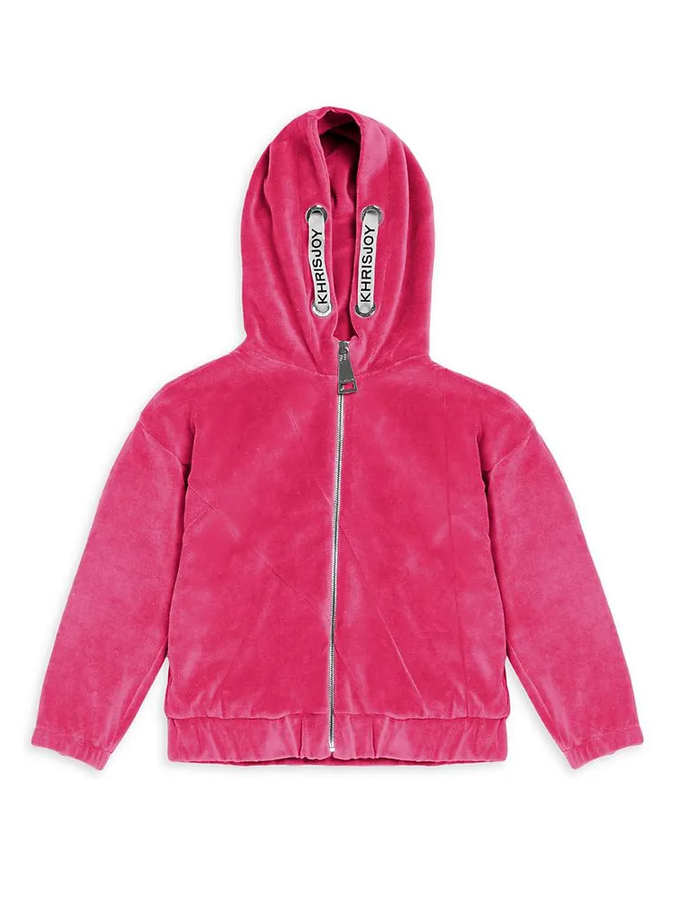 Little Girl's & Velour Logo Tracksuit Jacket