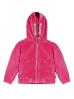 Little Girl's & Velour Logo Tracksuit Jacket