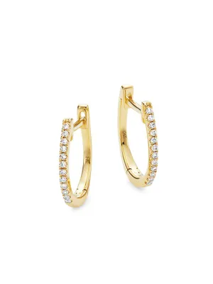 14K Yellow Gold & 0.08 TCW Diamond Huggie Earrings