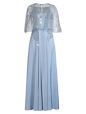 Sequined Cape Gown