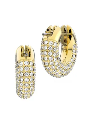 Dextera Goldplated Swarovski Crystal Pavé Hoop Earrings