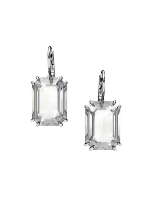 Millenia Rhodium-Plated Octagon-Cut Crystal Earrings
