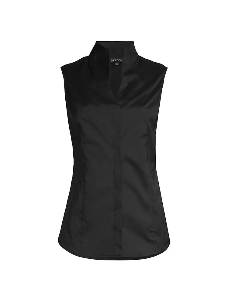 Sleeveless Stretch-Cotton Blouse