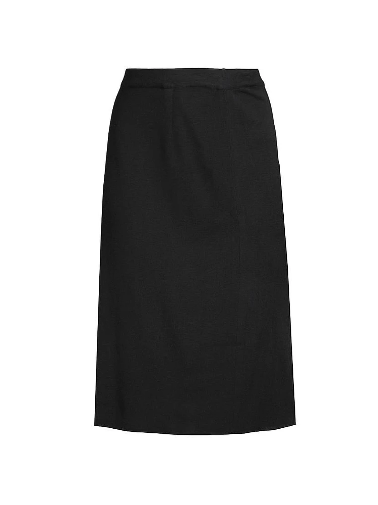 Straight Knit Knee-Length Skirt