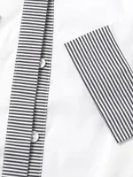 Striped-Trim Stretch Cotton Shirt