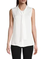 Crepe de Chine Tie-Neck Blouse