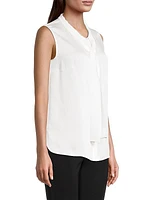 Crepe de Chine Tie-Neck Blouse