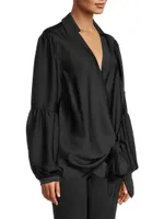 Hammered Satin Surplice Top