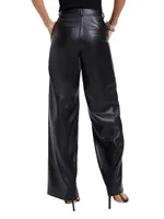 Wide-Leg Faux Leather Trousers
