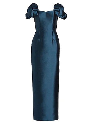 Chloe Silk-Wool Blend Column Gown