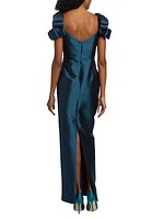 Chloe Silk-Wool Blend Column Gown