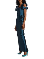 Chloe Silk-Wool Blend Column Gown