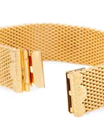 Totem 24K-Gold-Plated, Turquoise, & Glass Paste Cabochon Mesh Bracelet