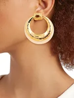 Meknes 24K-Gold-Plated, Acetate, & Glass Hoop Earrings