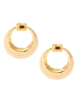 Meknes 24K-Gold-Plated, Acetate, & Glass Hoop Earrings