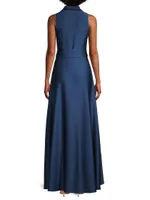 Belted High-Low Wrap Gown