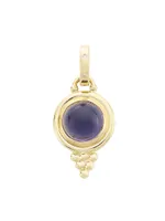 Classic 18K Gold, Diamond & Iolite Temple Pendant