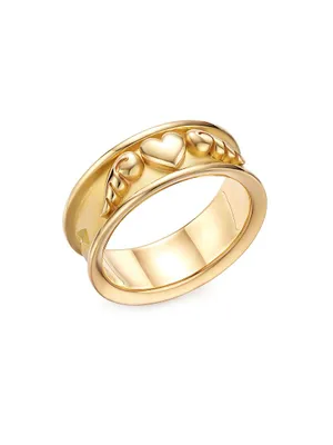 Classic 18K Gold Winged Heart Ring