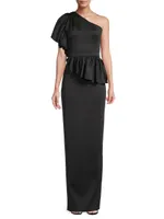 Noble One-Shoulder Column Gown