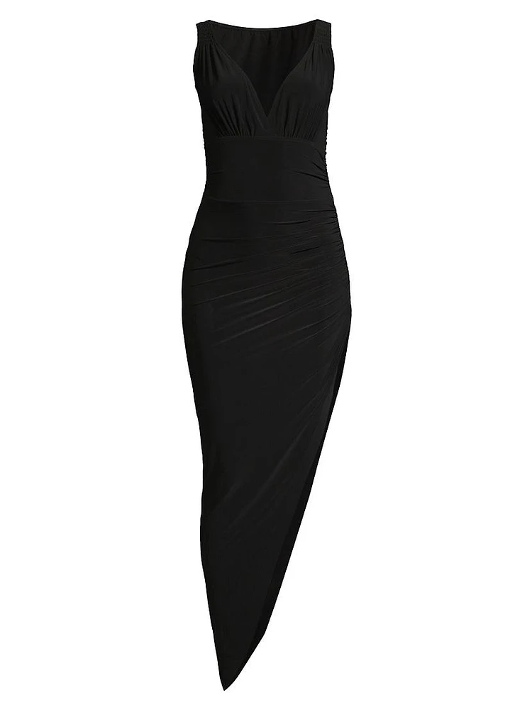 Tara Draped Asymmetric Jersey Gown