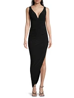 Tara Draped Asymmetric Jersey Gown