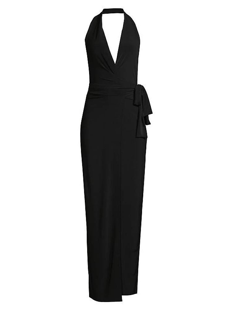 Halter Wrap Straight Gown