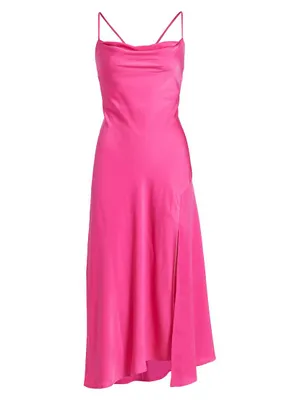 Gaia Satin Draped Midi-Dress