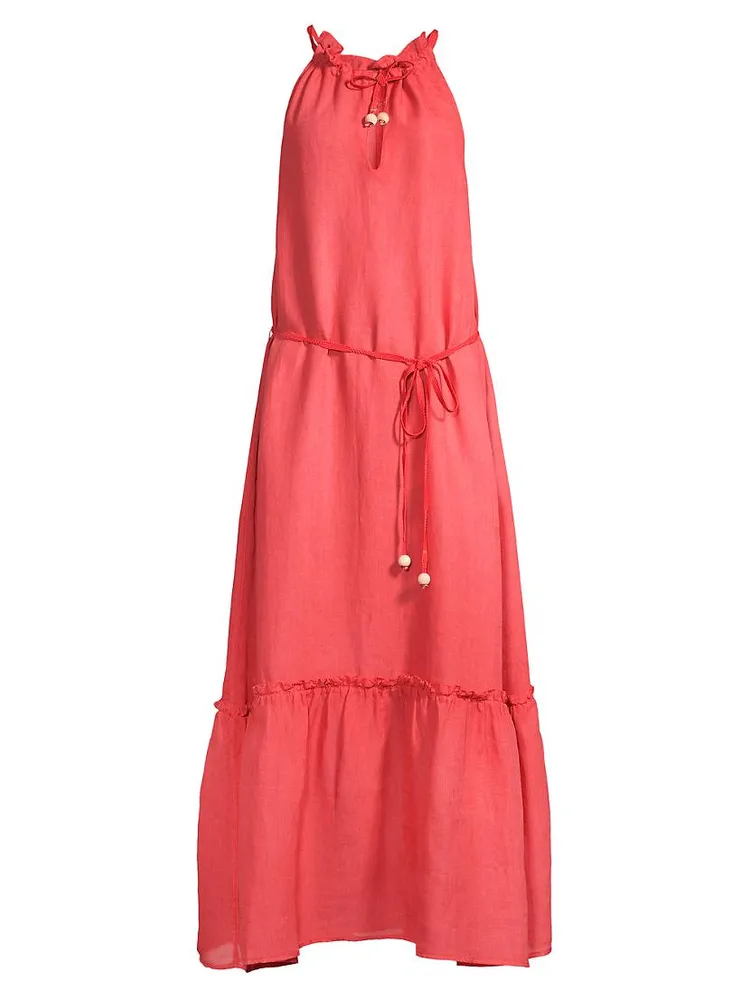 Ruffled Linen Halter Dress