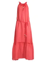 Ruffled Linen Halter Dress